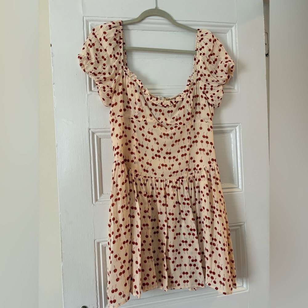 Reformation Cherry Print Puff Sleeve Dress